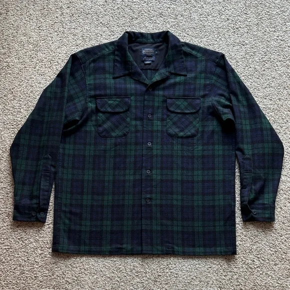 Pendleton Original Board Shirt Authentic Black Watch Tartan Wool Loop Collar XL - Picture 1 of 12